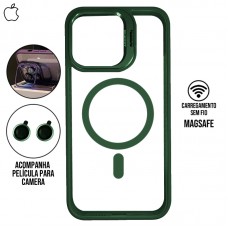 Capa iPhone 15 - Metal Stand Magsafe Cangling Green